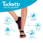 Tucketts Allegro First Bloom Pilates Socks - Non-Slip Grip, Open Toe, Barre & Yoga - Women's