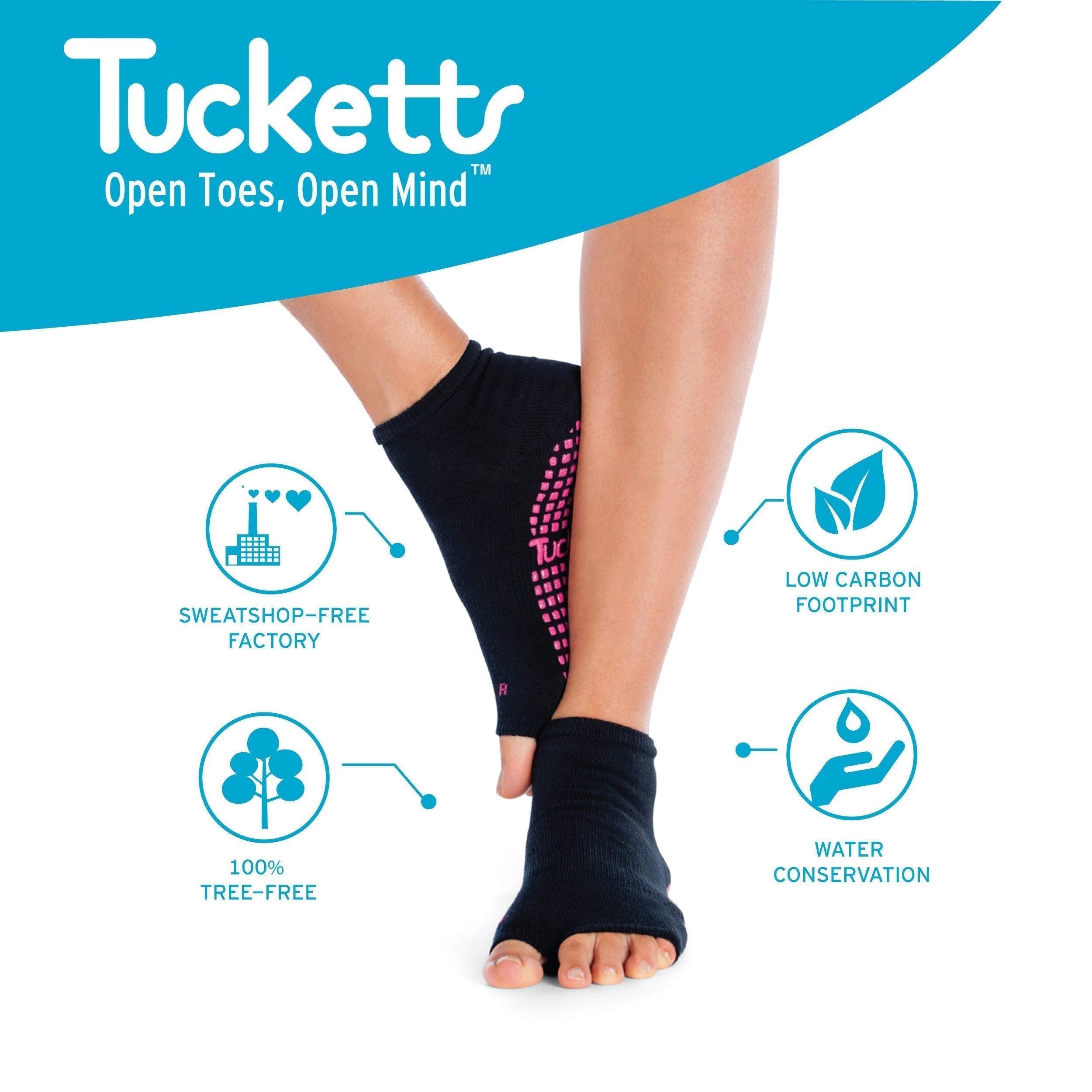 Tucketts Anklet Starry Night Pilates Socks - Non-Slip Grip, Open Toe, Barre & Yoga - Women's