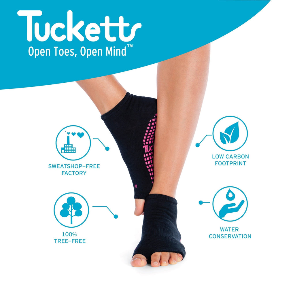 Tucketts Anklet Apricot Zen Pilates Socks - Non-Slip Grip, Open Toe, Barre & Yoga - Women's