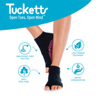 Tucketts Anklet Blue Effervescent Pilates Socks - Non-Slip Grip, Open Toe, Barre & Yoga - Women's