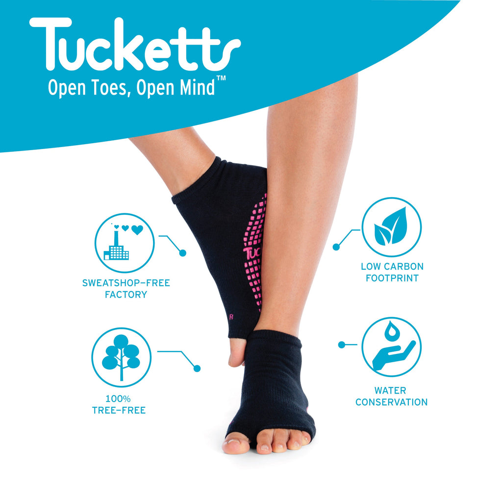 Tucketts Anklet Tropical Reef Pilates Socks - Non-Slip Grip, Open Toe, Barre & Yoga - Women's