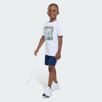 Kids' adidas Two-Piece Short Sleeve Graphic Cotton Tee and 3-Stripes Shorts Set