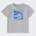 Kids' adidas Two-Piece Short Sleeve Cotton Heather Tee and Elastic Waistband Printed Shorts Set