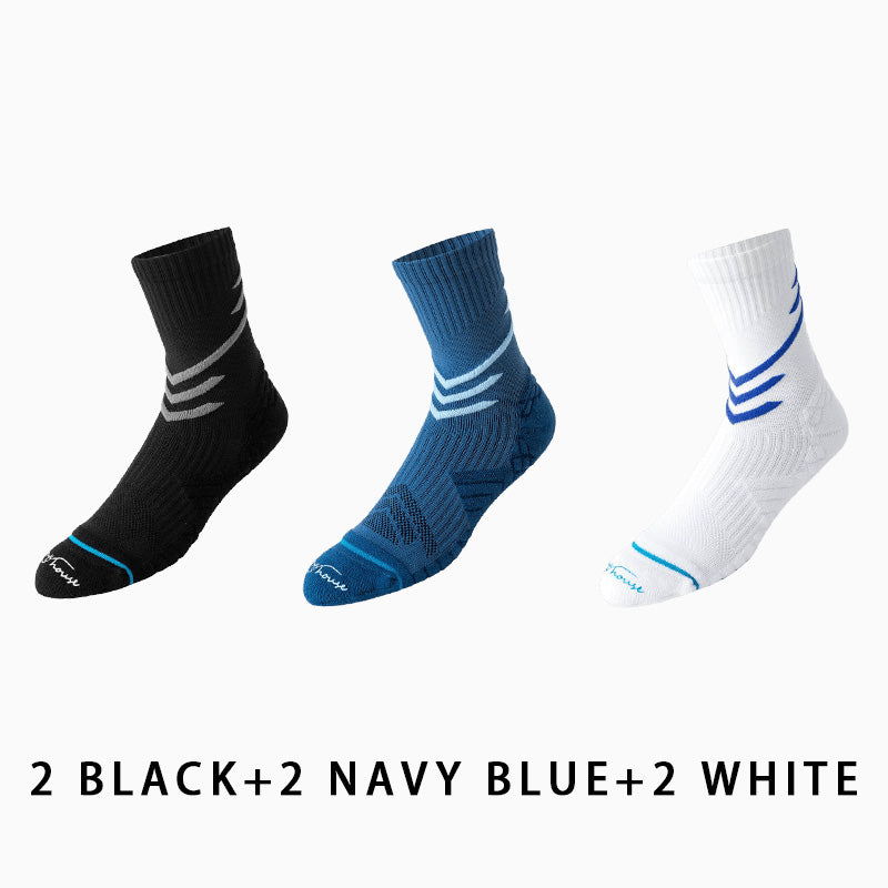 Non-slip Mid-calf Men's Running Socks(6 pairs）