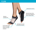 Tucketts Flow Warrior Grey Pilates Socks - Non-Slip Grip, Open Toe, Barre & Yoga - Women's