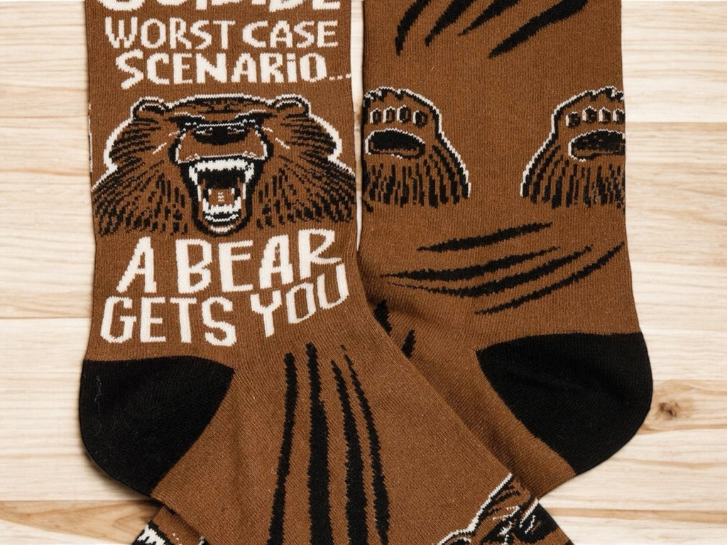“Go Outside Worst Case Scenario A Bear Gets You” Unisex Socks