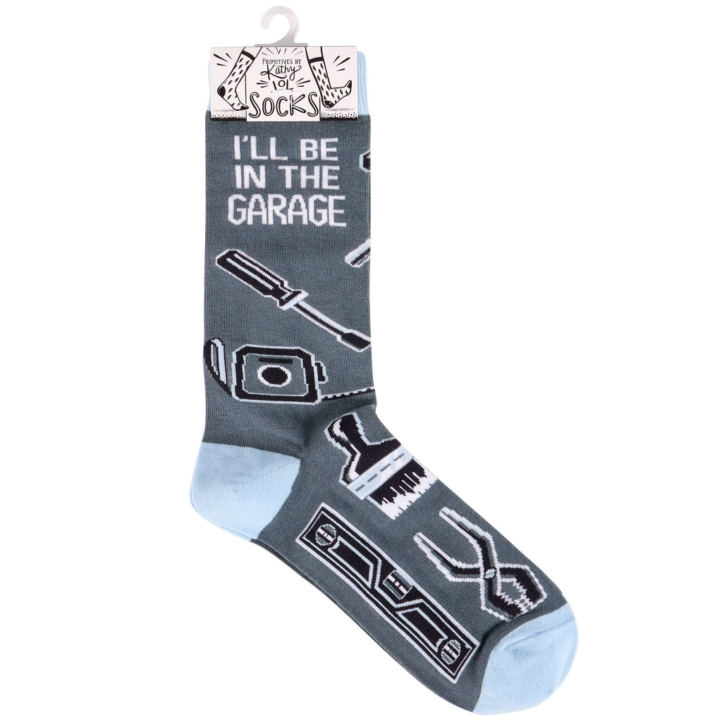 "I'll Be In The Garage" Unisex Socks