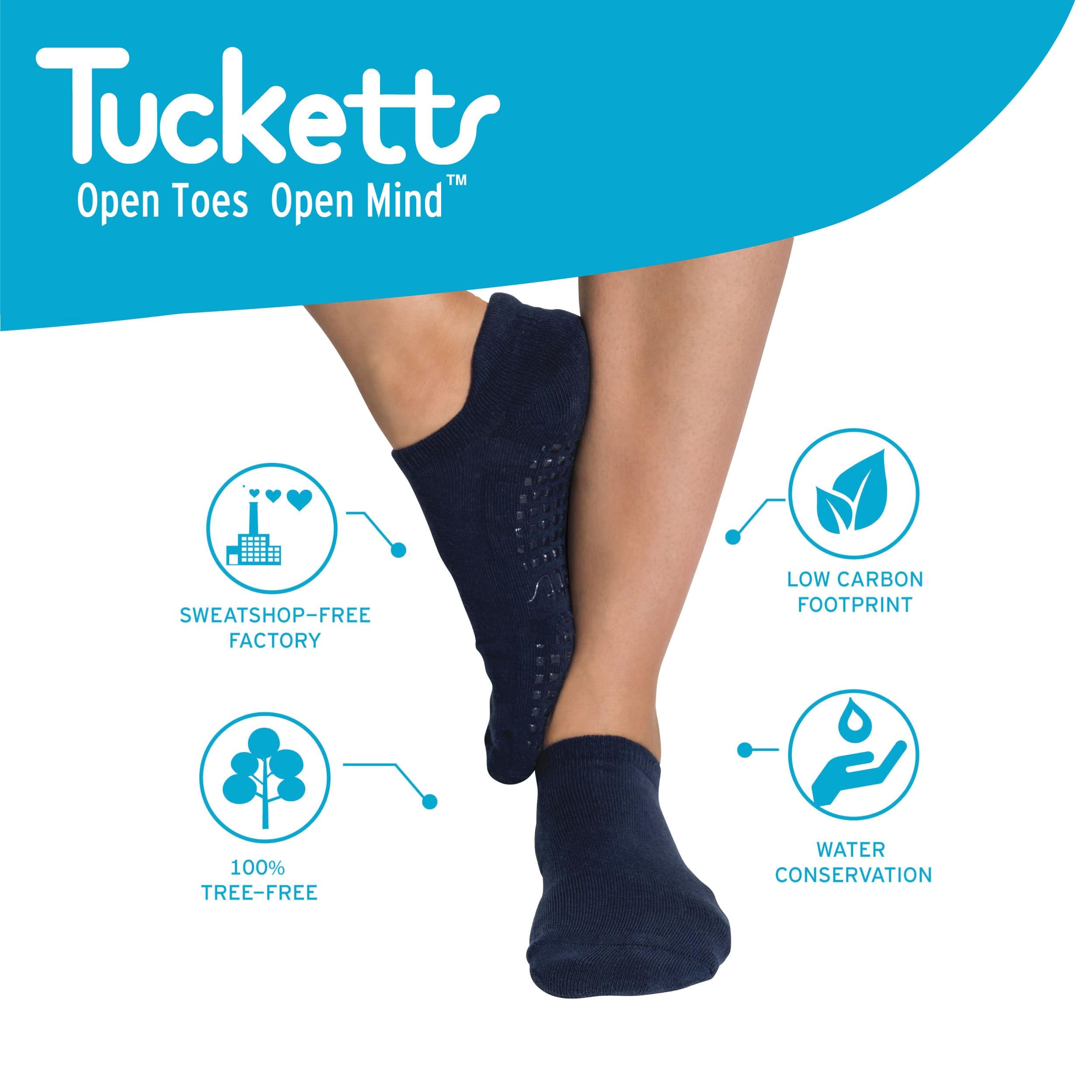Tucketts Tab Glacial Moraine Pilates Socks - Non-Slip Grip, Closed Toe, Barre & Yoga - Women's