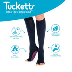 Tucketts Knee High Starry Night Pilates Socks - Non-Slip Grip, Open Toe, Barre & Yoga - Women's