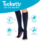 Tucketts Knee High Ultraviolet Peach Pilates Socks - Non-Slip Grip, Open Toe, Barre & Yoga - Women's