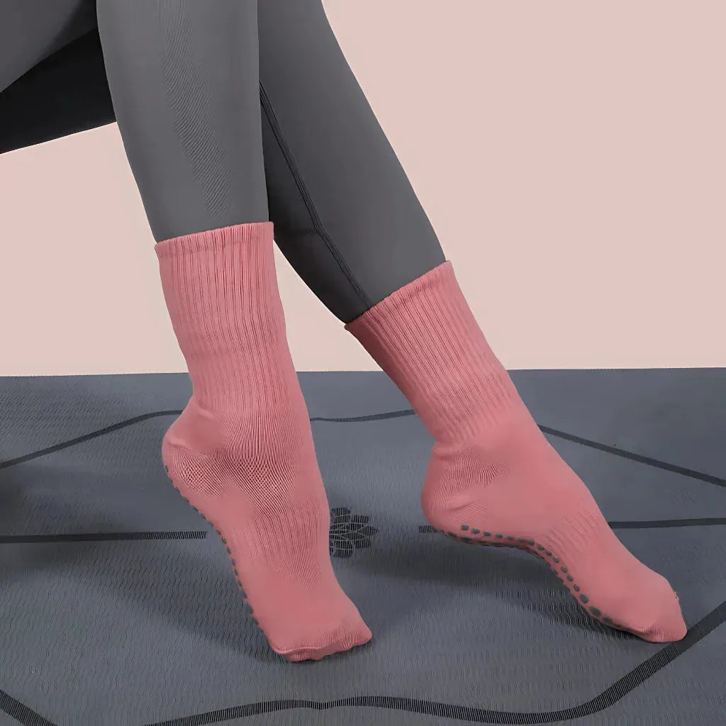 Mid Calf Grip Socks Yoga Comfort Fit For Women
