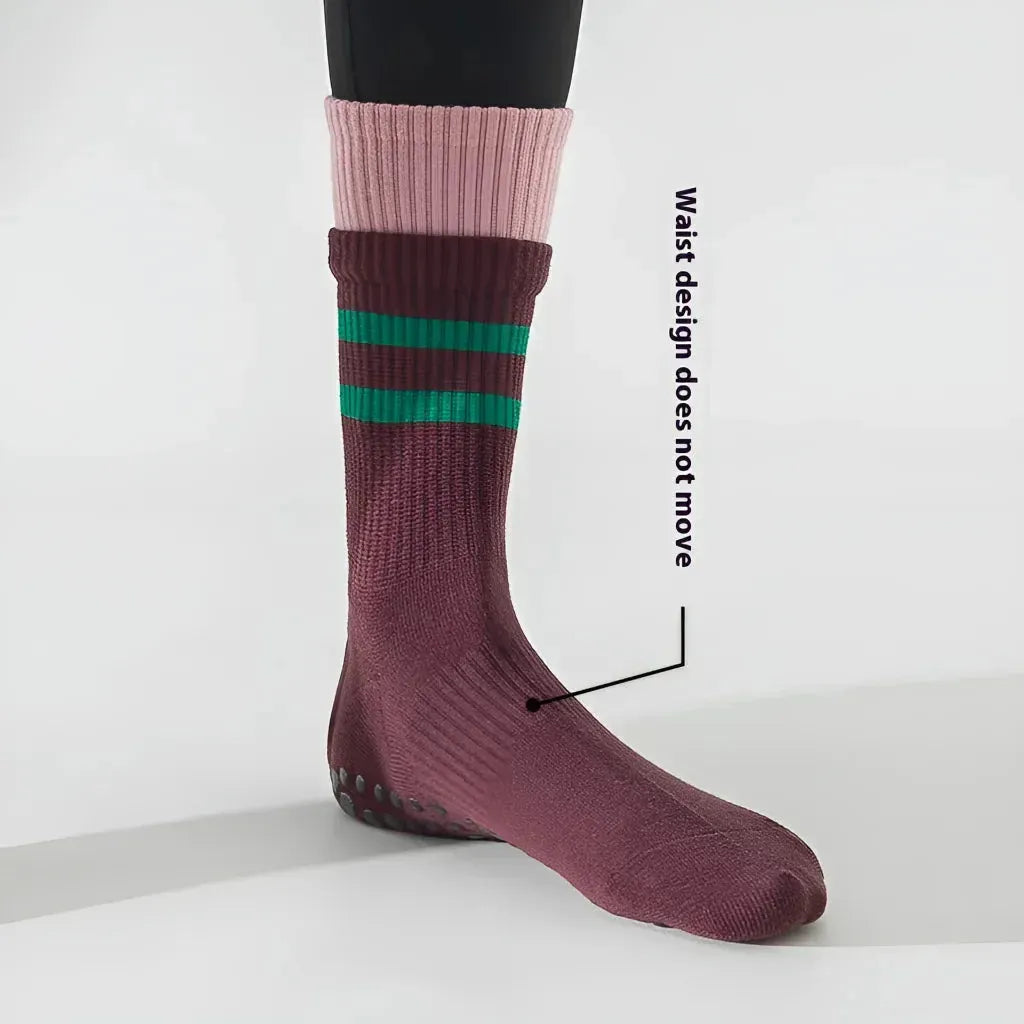 Mid Calf Pilates Grip Socks For Women’s Studio Flow