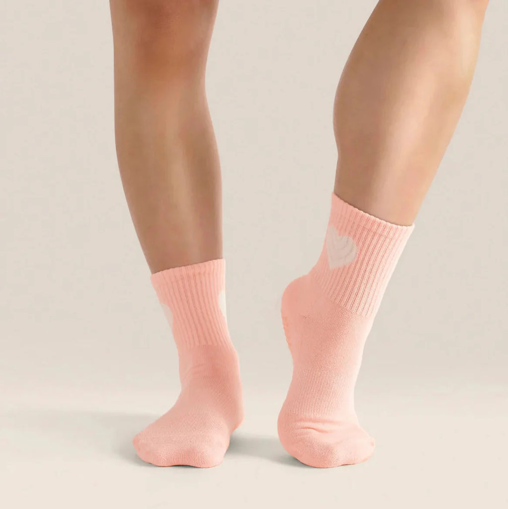 Crew Grip Socks - Strawberry Heart (Barre / Pilates)