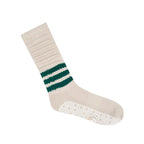 Scrunch Oat Emerald Stripe Grip Socks (Barre / Pilates)