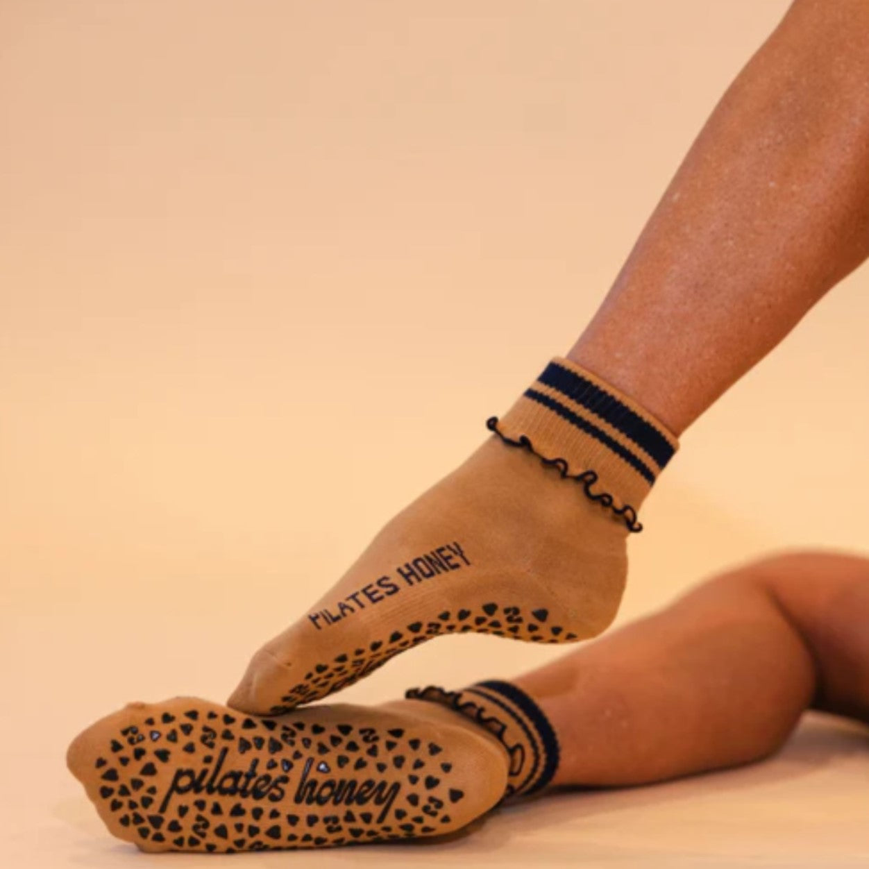 Ride or Die Foldover Crew Grip Socks - Pilates Honey (Barre / Pilates)