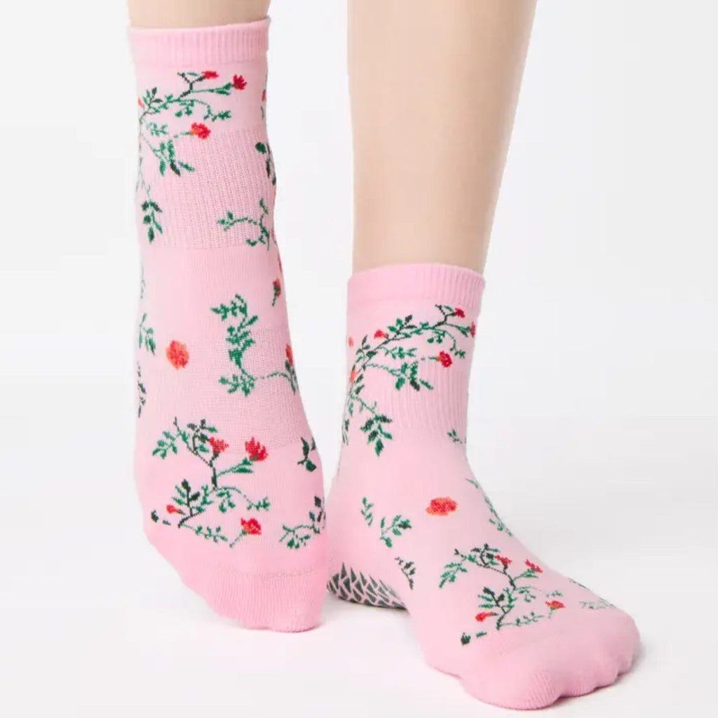 Rose Garden Ankle Grip Socks - (Barre/Pilates)