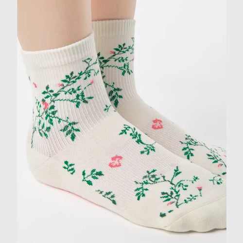 Rose Garden Ankle Grip Socks - (Barre/Pilates)