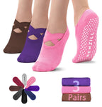 Women's YOGA Socks - Brown Purple Pink