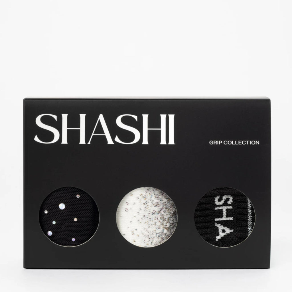 Shine Pack Grip Socks - Black and White (Barre / Pilates)