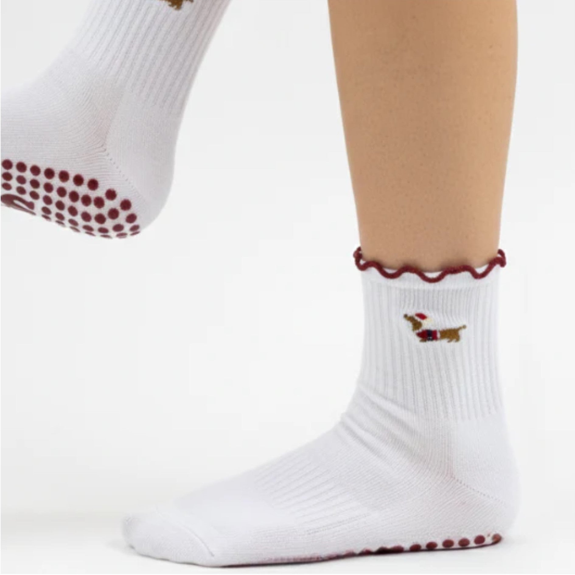 Ruffle Grip Sock - Holiday Pup (Barre / Pilates)