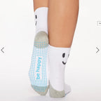 Be Happy -  Smile Short Crew Grip Socks (Barre / Pilates)