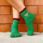 Festive AF - Ruffle Ankle Grip Sock (Barre / Pilates)