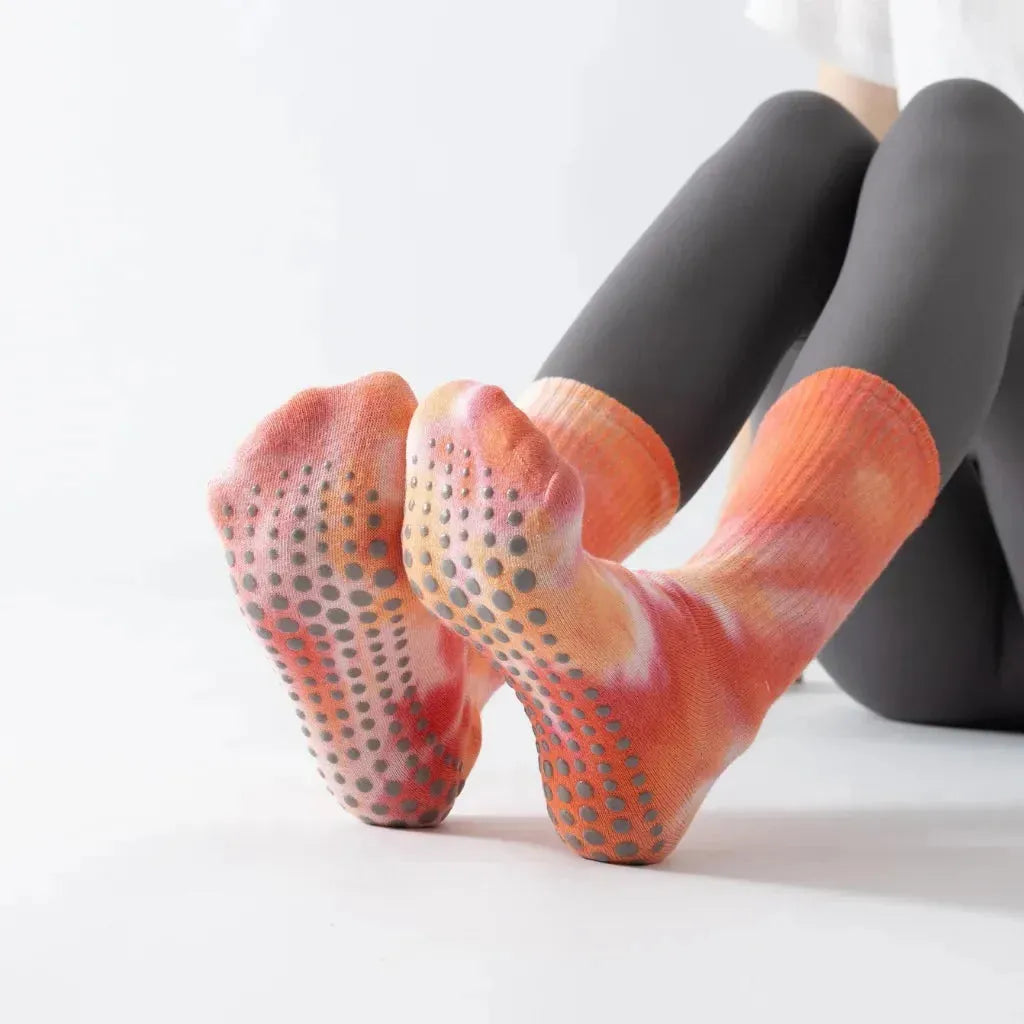 Woman Yoga Socks With Tie Dye And Non Slip Grip