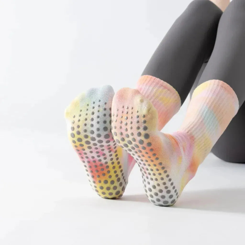 Woman Yoga Socks With Tie Dye And Non Slip Grip